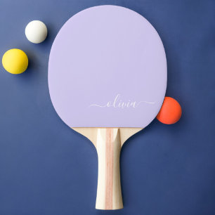 Lavender Paars Modern Script Girly Monogram Naam Tafeltennisbatje
