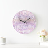 Lavender Paars Personalized Marble Strata Grote Klok (Huis)