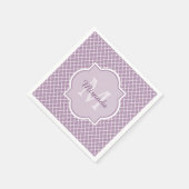  Lavender Paars Quatrefoil Monogramnaam Servetten (Hoek)