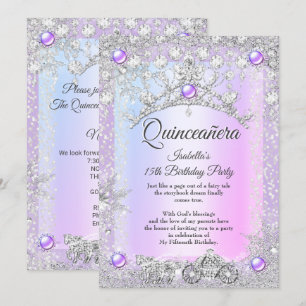 Lavender paars Quinceanera 15th Winter Carriage Kaart
