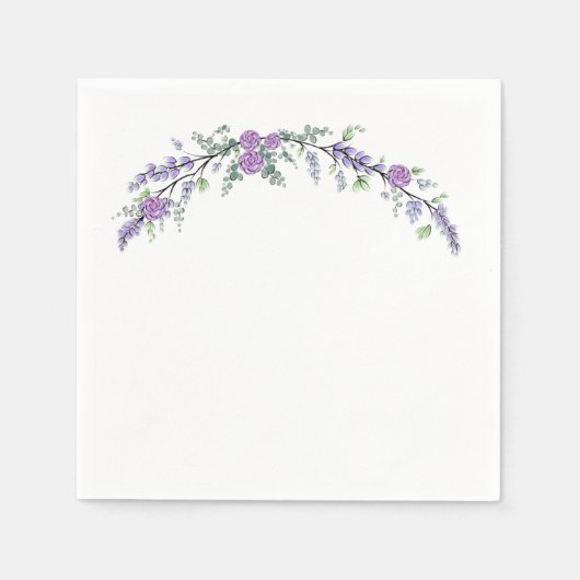 Lavender Paars Roos en Eucalyptus Servet (Voorkant)