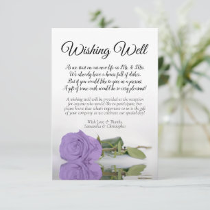 Lavender Paars Roos Wedding Wishing Well Poem Informatiekaartje