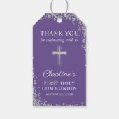 Lavender Paars Silver Glitter First Community Cadeaulabel (Achterkant)