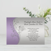  lavender Paars Silver Wedding Uitnodiging (Staand voorkant)