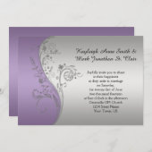  lavender Paars Silver Wedding Uitnodiging (Voorkant / Achterkant)