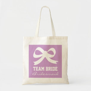 Lavender paars team bride bruidmaïde boogknoop tote bag