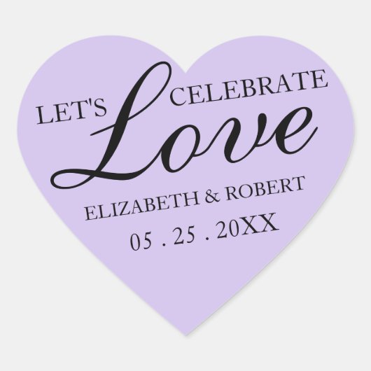 Lavender Paars Wedding Heart Stickers Invitaties (Voorkant)