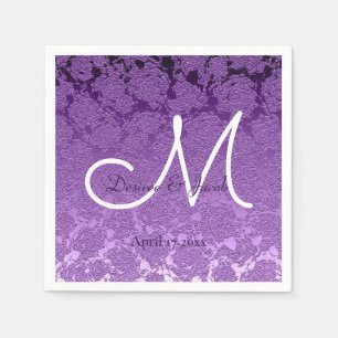 Lavender Paars White Elegant Wedding Monogram Servet