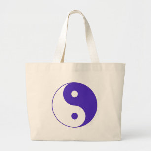 Lavender Paars Yin-Yang Grote Tote Bag