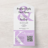 Lavender Paarse Ampersand QR Code All In One Uitnodiging (Binnen)