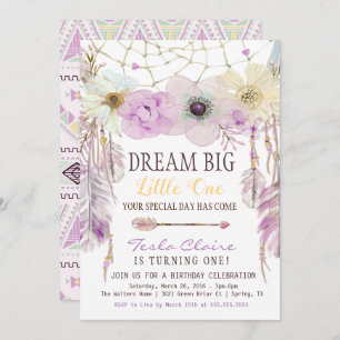 Lavender & Paarse Dream Catcher Boho Birthday Kaart