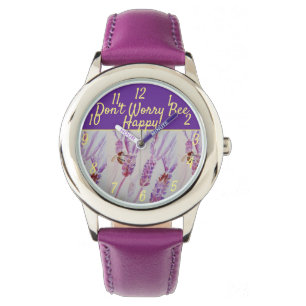Lavender Paarse Floral Art maakt zich geen zorgen  Horloge