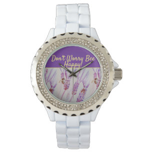 Lavender Paarse Floral Art maakt zich geen zorgen  Horloge