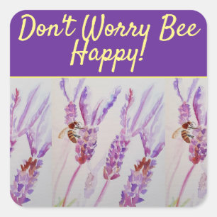 Lavender Paarse Floral Art maakt zich geen zorgen  Vierkante Sticker