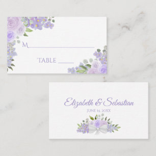 Lavender Paarse Floral Elegant Wedding Escort Kaar Plaatskaartje