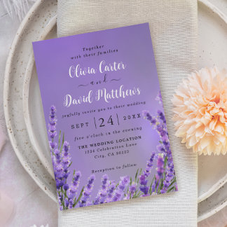 Lavender Paarse Florals Weddenschap Save The Date