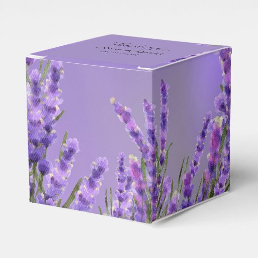 Lavender Paarse Florals Wedding Favor Box Bedankdoosjes (Voorkant Zijde)