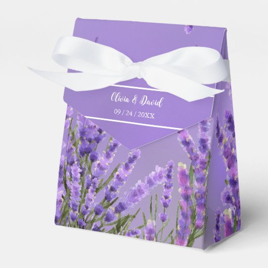 Lavender Paarse Florals Wedding Favor Box Bedankdoosjes (Voorkant Zijde)