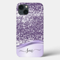 Lavender Paarse Glitter Kijk Monogram Initialen