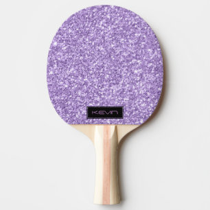 Lavender Paarse Glitter Texture Print Monogram Tafeltennisbatje