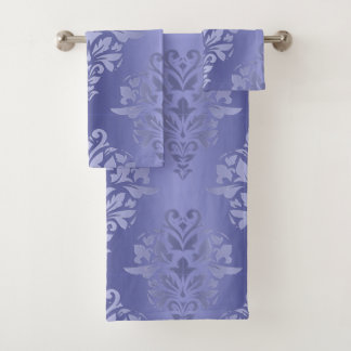 Lavender Paarse gradiënt Floral Damask Print Bad Handdoek