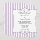 Lavender Paarse Gray Nautical Wedding Uitnodiging (Voorkant / Achterkant)