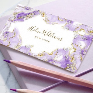lavender paarse inkt marmer visitekaartje