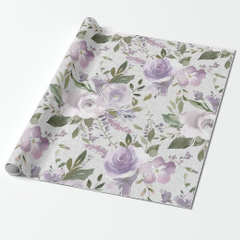 Lavender Paarse Lila Waterverf Floral Flowers Cadeaupapier
