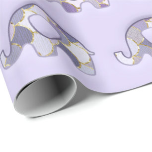 Lavender Paarse Mint Elephants Blauwgroen Lavender Cadeaupapier