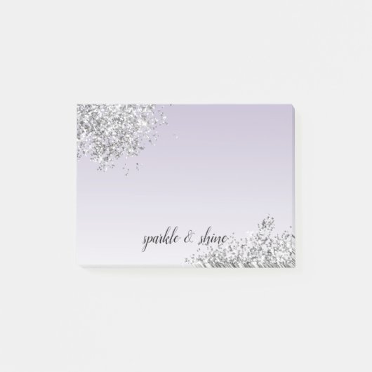 Lavender Paarse Ombre Silver Glitter Sparkle Post-it® Notes (Voorkant)