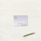 Lavender Paarse Ombre Silver Glitter Sparkle Post-it® Notes (Op bureau)