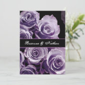 LAVENDER PAARSE Rose Bouquet Weddenschap Kaart (Staand voorkant)