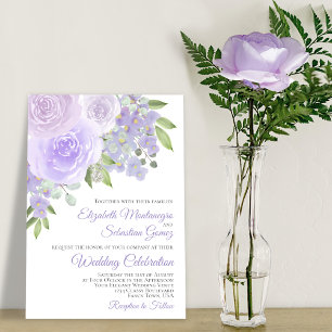 Lavender Paarse Rozen en bloesems Elegant Wedding Kaart