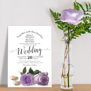 Lavender Paarse Rozen met hart Elegant Wedding Kaart