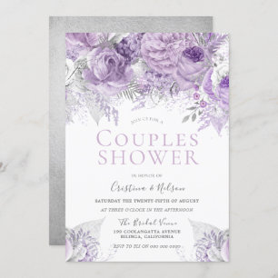Lavender Paarse Silver Floral Couples Kaart