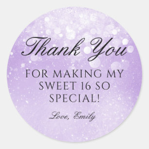 Lavender Paarse Sparkle Sweet 16 Dank je wel Ronde Sticker