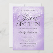 Lavender Paarse Sparkle Sweet 16 Kaart (Voorkant)