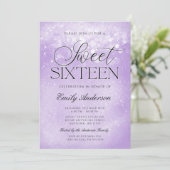 Lavender Paarse Sparkle Sweet 16 Kaart (Staand voorkant)