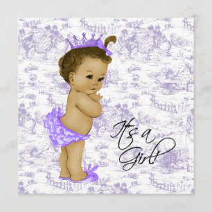 Lavender Paarse  Toile Baby Girl Shower Kaart