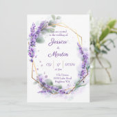 Lavender paarse trouwuitnodiging kaart (Staand voorkant)