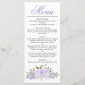 Lavender Paarse Waterverf Floral Elegant Wedding Menu (Voorkant)