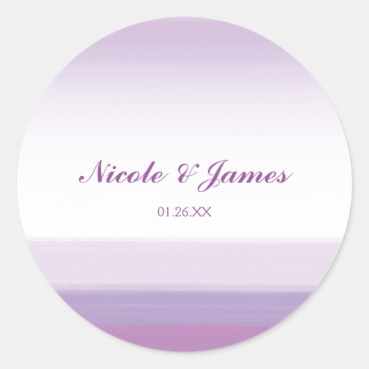 Lavender Paarse Waterverf Wedding Favor Stickers (Voorkant)