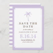 Lavender Palm Tree Wedding Save the Date (Voorkant / Achterkant)