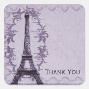Lavender Paris Grunge Bedankt Sticker