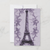 Lavender Paris Grunge Bridal Shower Invitation Kaart (Achterkant)