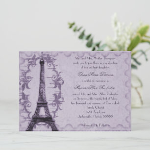 Lavender Paris Grunge Faire-part de mariage