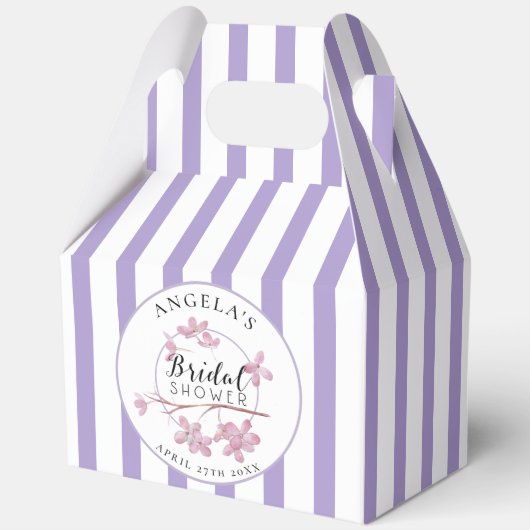 Lavender Parisian Stripes Bridal Shower  Bedankdoosjes (Voorkant)