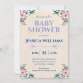 Lavender Pastel Boho Floral Baby shower Kaart (Voorkant)