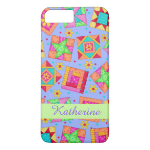 Lavender Patchwork Quilt Art Name Persoonlijk iPhone 8 Plus / 7 Plus Hoesje