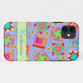 Lavender Patchwork Quilt Art Name Persoonlijk Case-Mate iPhone Case (Achterkant (horizontaal))